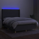 vidaXL sötétszürke szövet rugós és LED-es ágy matraccal 140x190 cm