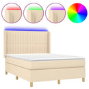 vidaXL krémszínű szövet rugós és LED-es ágy matraccal 140x190cm