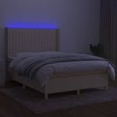 vidaXL krémszínű szövet rugós és LED-es ágy matraccal 140x190cm