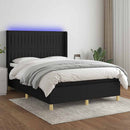 vidaXL fekete szövet rugós és LED-es ágy matraccal 140x200 cm