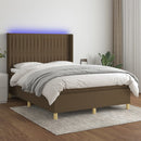 vidaXL barna szövet rugós és LED-es ágy matraccal 140x200 cm