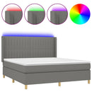 vidaXL sötétszürke szövet rugós és LED-es ágy matraccal 160x200 cm