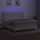 vidaXL krémszínű szövet rugós és LED-es ágy matraccal 160x200 cm