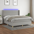 vidaXL világosszürke szövet rugós és LED-es ágy matraccal 160x200 cm