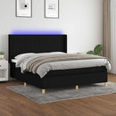vidaXL fekete szövet rugós és LED-es ágy matraccal 180 x 200 cm