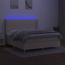 vidaXL krémszínű szövet rugós és LED-es ágy matraccal 180 x 200 cm