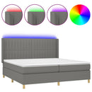 vidaXL sötétszürke szövet rugós és LED-es ágy matraccal 200x200 cm