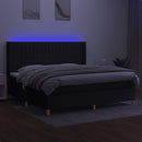 vidaXL fekete szövet rugós és LED-es ágy matraccal 200x200 cm