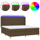 vidaXL barna szövet rugós és LED-es ágy matraccal 200x200 cm