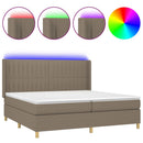 vidaXL tópszínű szövet rugós és LED-es ágy matraccal 200 x 200 cm