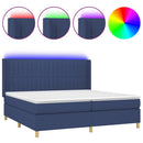 vidaXL kék szövet rugós és LED-es ágy matraccal 200 x 200 cm