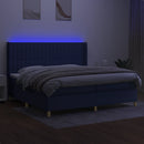 vidaXL kék szövet rugós és LED-es ágy matraccal 200 x 200 cm