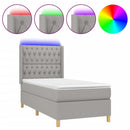 vidaXL világosszürke szövet rugós és LED-es ágy matraccal 90x190 cm