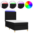 vidaXL fekete szövet rugós és LED-es ágy matraccal 90x190 cm