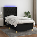 vidaXL fekete szövet rugós és LED-es ágy matraccal 90x190 cm