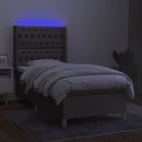 vidaXL tópszínű szövet rugós és LED-es ágy matraccal 90x190 cm
