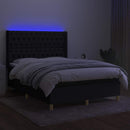 vidaXL fekete szövet rugós és LED-es ágy matraccal 140x190 cm