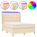 vidaXL krémszínű szövet rugós és LED-es ágy matraccal 140x190cm