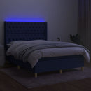 vidaXL kék szövet rugós és LED-es ágy matraccal 140x190 cm