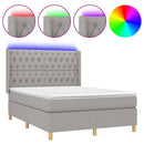 vidaXL világosszürke szövet rugós és LED-es ágy matraccal 140x200 cm