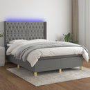 vidaXL sötétszürke szövet rugós és LED-es ágy matraccal 140x200 cm