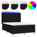 vidaXL fekete szövet rugós és LED-es ágy matraccal 140x200 cm