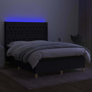 vidaXL fekete szövet rugós és LED-es ágy matraccal 140x200 cm