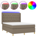 vidaXL tópszínű szövet rugós és LED-es ágy matraccal 140x200 cm