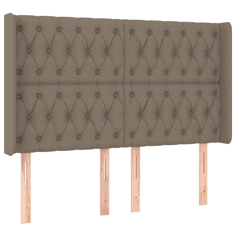 vidaXL tópszínű szövet rugós és LED-es ágy matraccal 140x200 cm