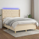 vidaXL krémszínű szövet rugós és LED-es ágy matraccal 140x200 cm