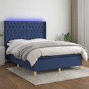 vidaXL kék szövet rugós és LED-es ágy matraccal 140x200 cm