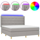 vidaXL világosszürke szövet rugós és LED-es ágy matraccal 160x200 cm
