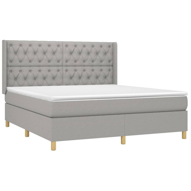 vidaXL világosszürke szövet rugós és LED-es ágy matraccal 160x200 cm