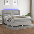 vidaXL világosszürke szövet rugós és LED-es ágy matraccal 160x200 cm