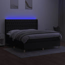 vidaXL fekete szövet rugós és LED-es ágy matraccal 160x200 cm
