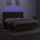 vidaXL barna szövet rugós és LED-es ágy matraccal 160x200 cm