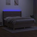 vidaXL tópszínű szövet rugós és LED-es ágy matraccal 160x200 cm
