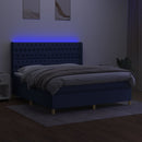 vidaXL kék szövet rugós és LED-es ágy matraccal 160x200 cm