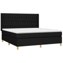 vidaXL fekete szövet rugós és LED-es ágy matraccal 180 x 200 cm