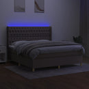 vidaXL tópszínű szövet rugós és LED-es ágy matraccal 180 x 200 cm