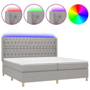 vidaXL világosszürke szövet rugós és LED-es ágy matraccal 200x200 cm