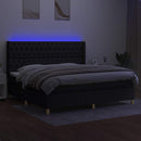 vidaXL fekete szövet rugós és LED-es ágy matraccal 200x200 cm