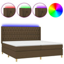 vidaXL barna szövet rugós és LED-es ágy matraccal 200x200 cm