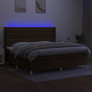 vidaXL barna szövet rugós és LED-es ágy matraccal 200x200 cm