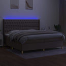vidaXL tópszínű szövet rugós és LED-es ágy matraccal 200 x 200 cm