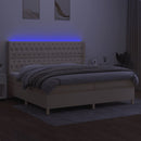 vidaXL krémszínű szövet rugós és LED-es ágy matraccal 200 x 200 cm