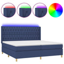 vidaXL kék szövet rugós és LED-es ágy matraccal 200 x 200 cm