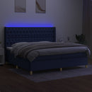 vidaXL kék szövet rugós és LED-es ágy matraccal 200 x 200 cm
