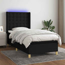 vidaXL fekete szövet rugós és LED-es ágy matraccal 90x200 cm