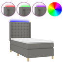 vidaXL sötétszürke szövet rugós és LED-es ágy matraccal 100x200 cm